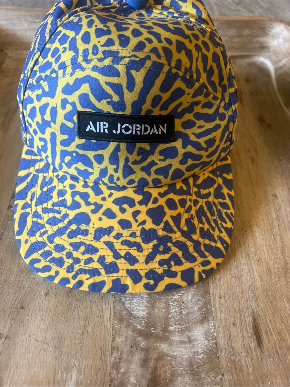 Jordan Men’s Yellow and Blue Patterned Cap with Air Jordan Patch